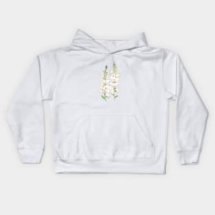 2 white foxgloves flowers blossom ink and watercolor Kids Hoodie